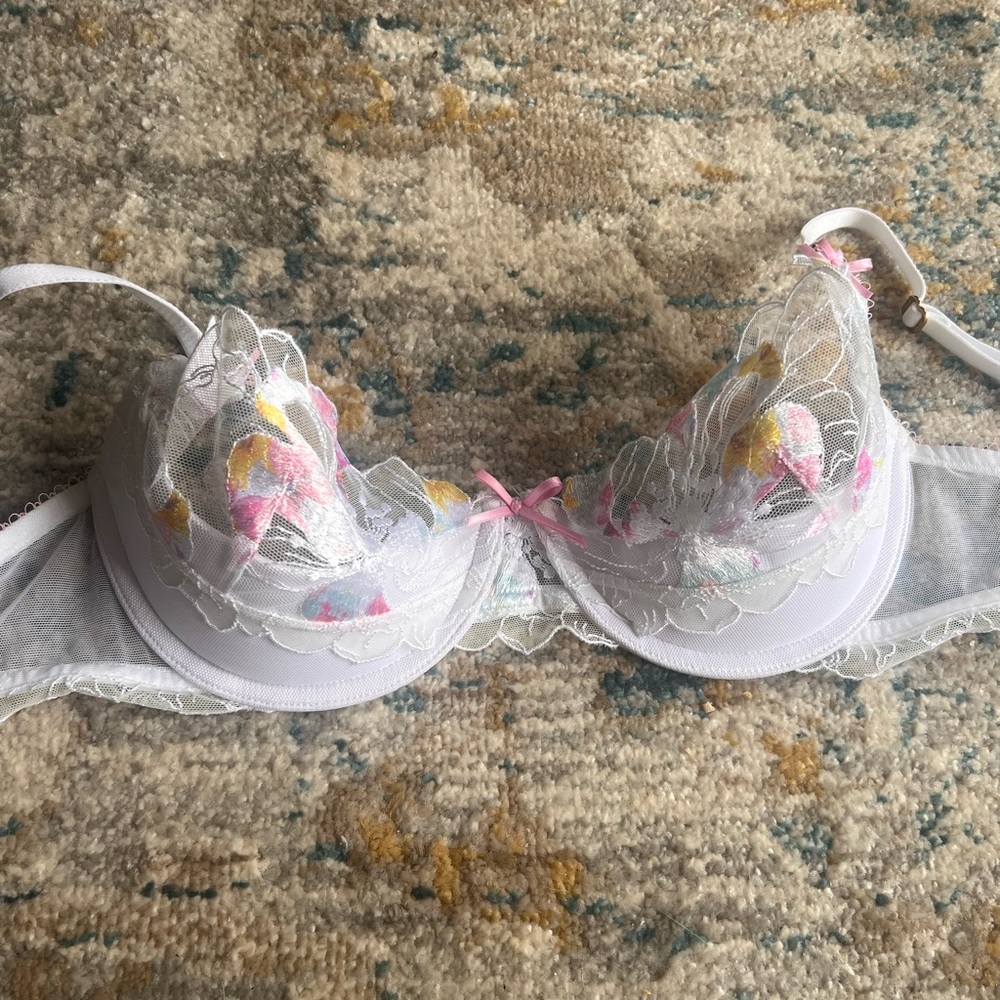 Honey birdette white floral bra 34 D